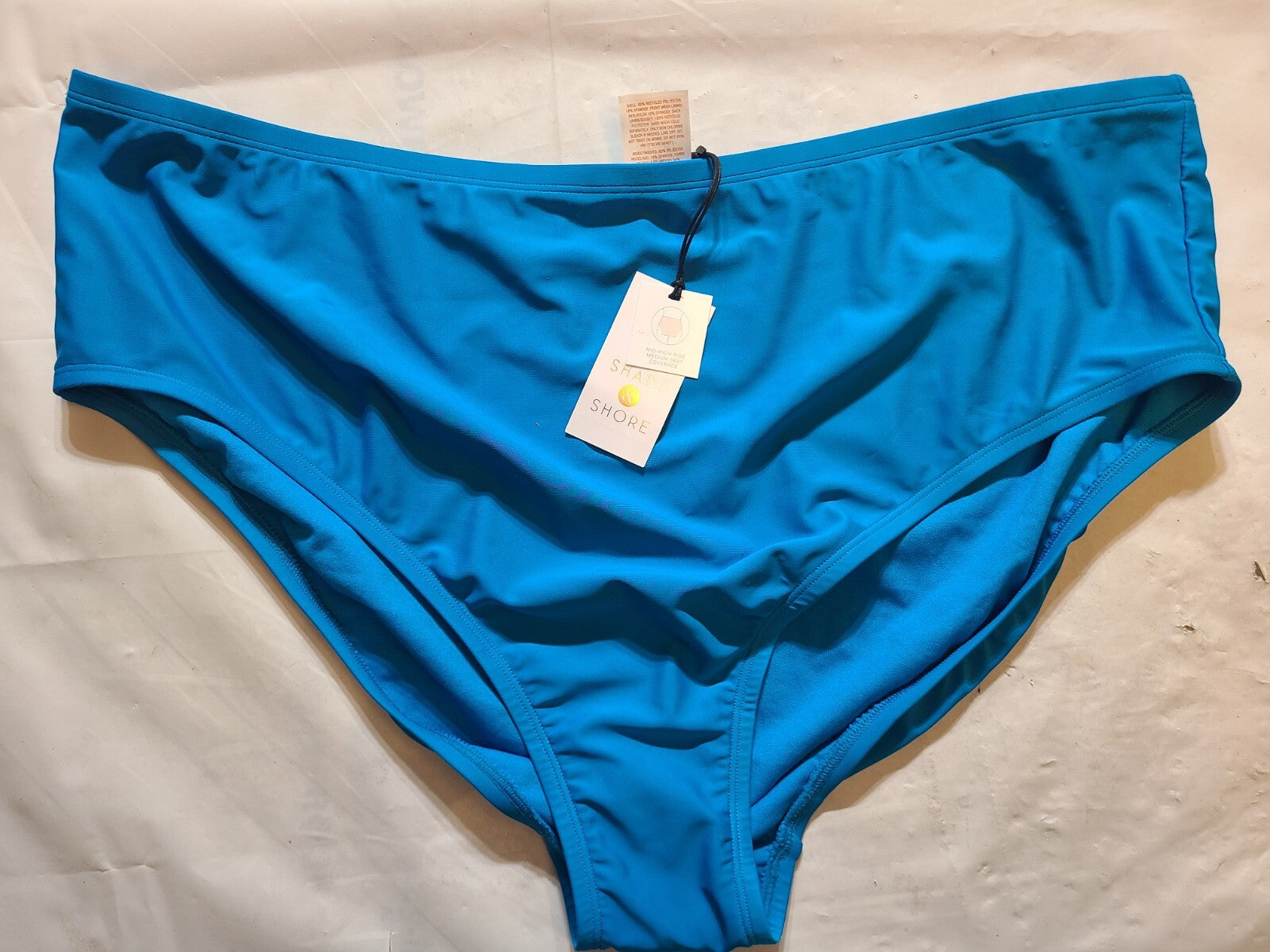 Women's Crinkle High Leg Cheeky Coverage Bikini Bottom - Shade & Shore Blue