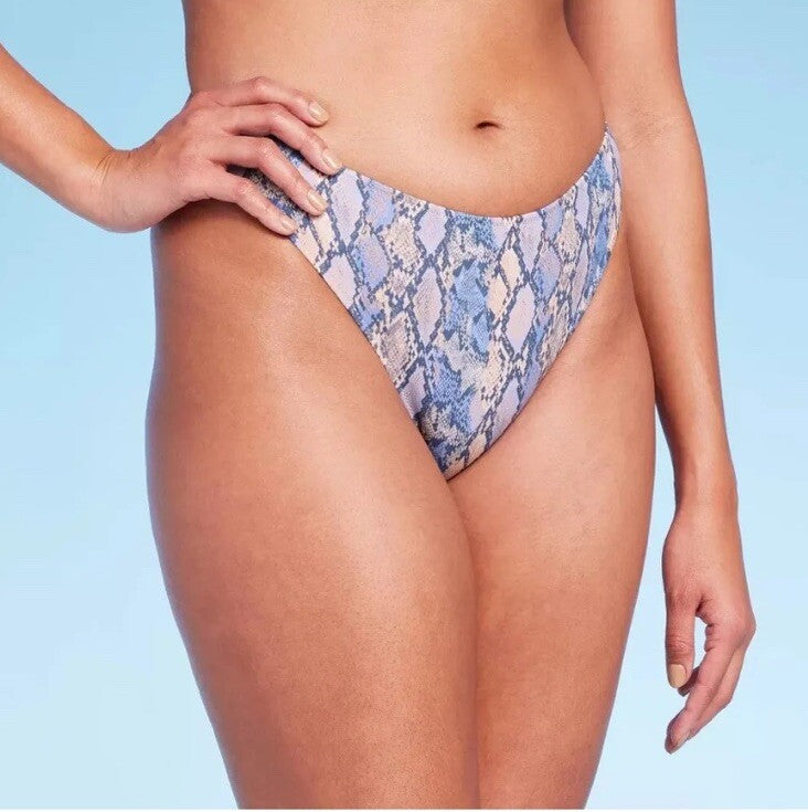 Women's Snake Print Low-Rise Side-Tie Medium Coverage Bikini Bottom - Shade & Shore Multi