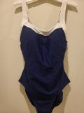 Women's Contrast Binding Full Coverage One Piece Swimsuit - Shade & Shore Navy Blue